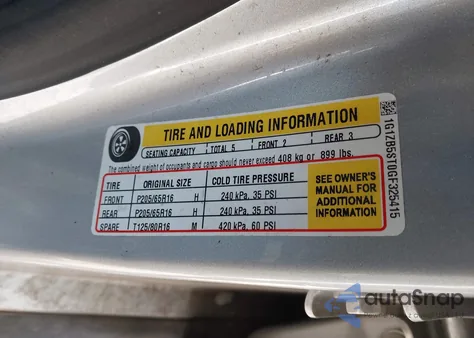 2016 Chevrolet Malibu Ls z USA, uszkodzony, nr VIN 1G1ZB5ST0GF325415